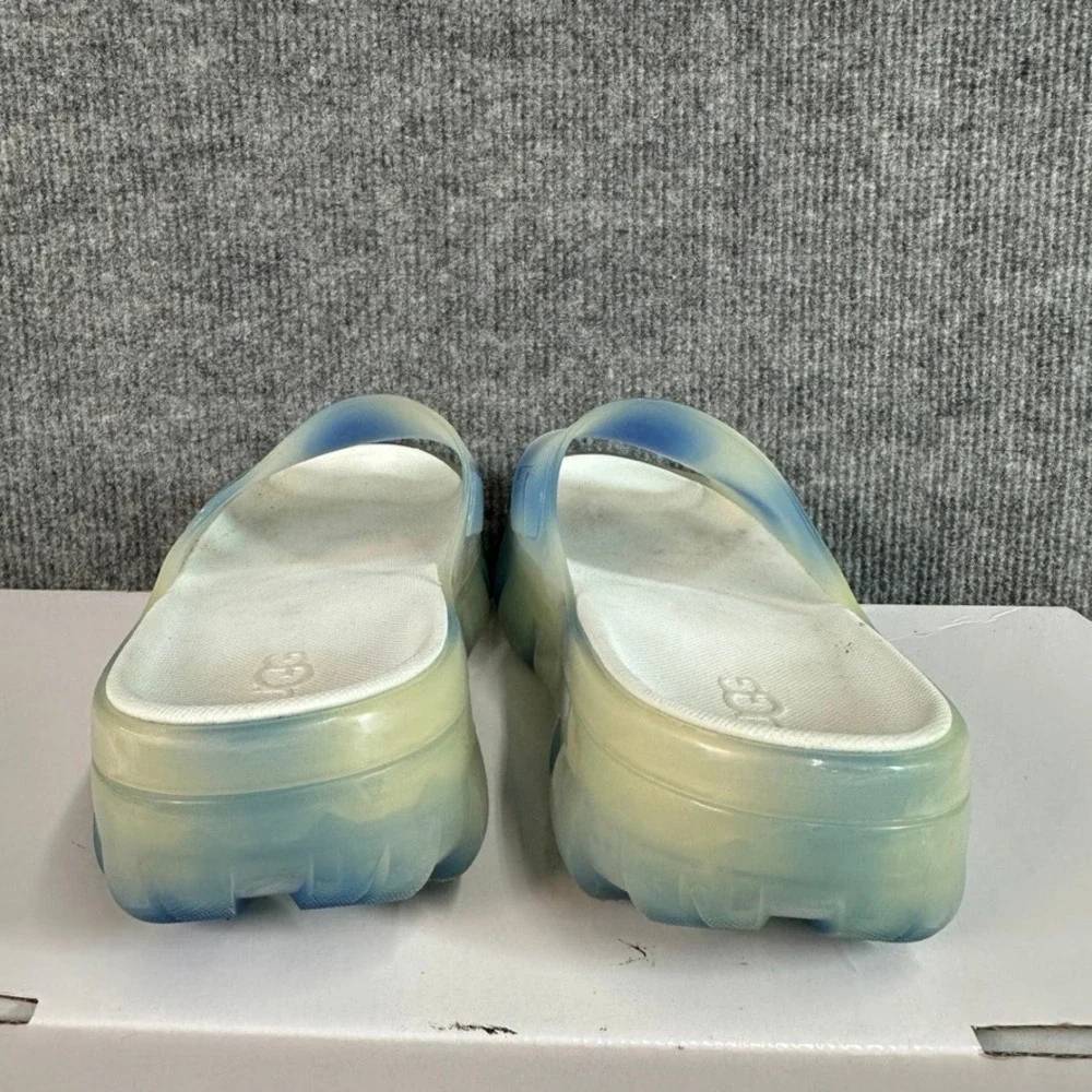 UGG Sport Yeah Blue White Ombre Translucent Platform Slide Sandals Mens 6B